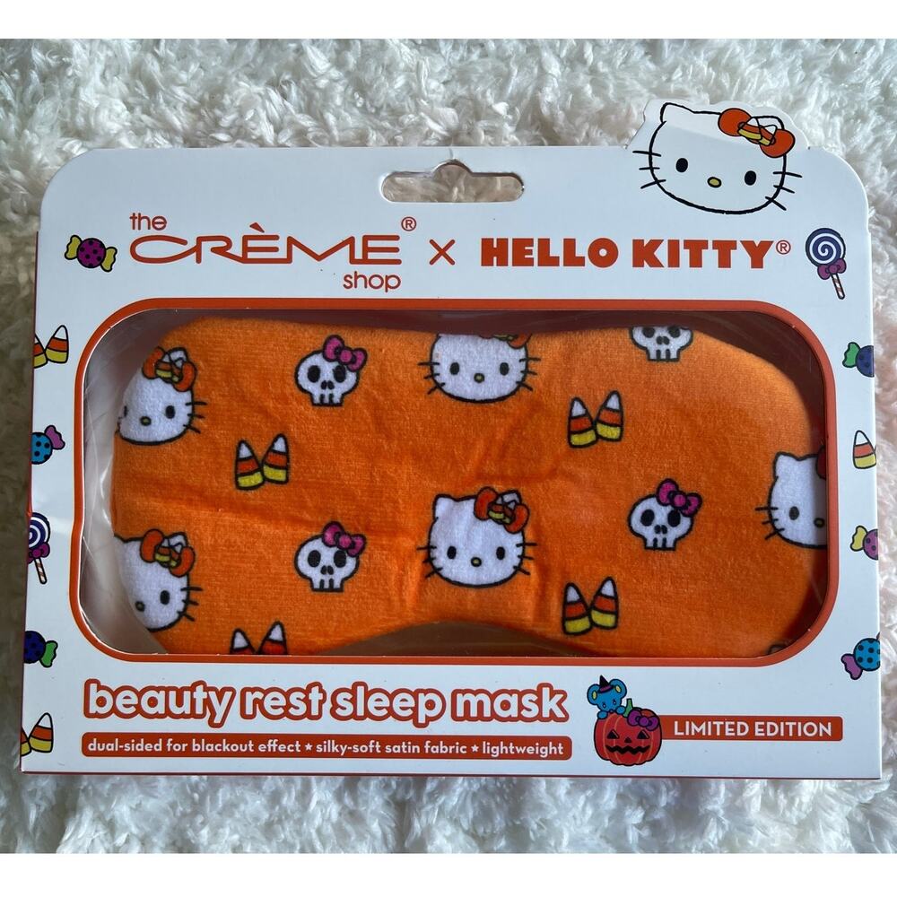 Hello Kitty The Creme Shop Halloween Beauty Rest Sleep Mask Orange Candy Corn